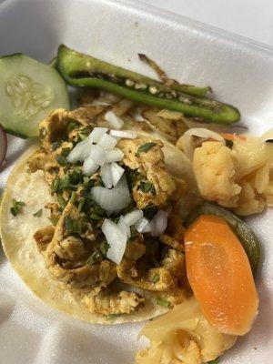 Salvadorean style Chicken taco