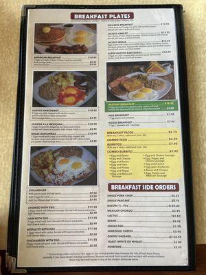 Breakfast Menu