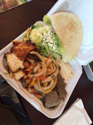 Combination plate gyros/chicken shawarma