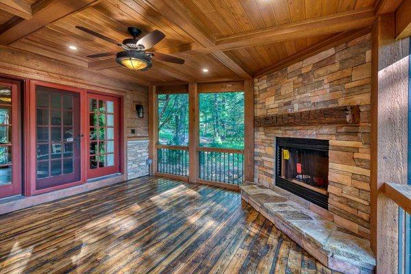 3 Season Room, Fireplace, Coffered Ceiling, Floor, Wisconsin Dells, WI