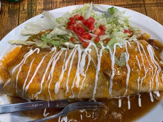 Smothered beef burrito