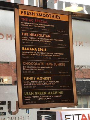 Smoothie menu