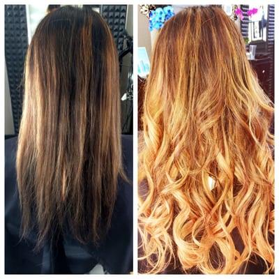 Beautiful balayage and 20 inch extensions.