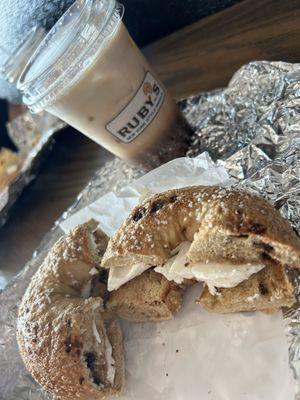 Chocolate Chip Sea Salt Bagel with Vegan Cream Cheese