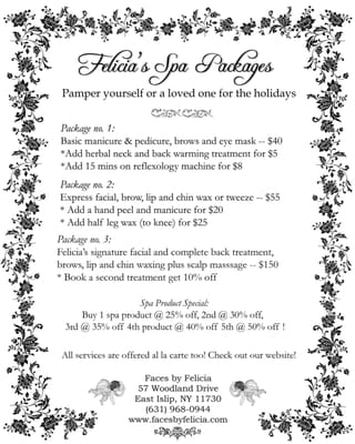 Flyer with spa packages