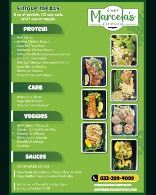 Meal Prep Menu. Available for pickup Tuesdays and Fridays