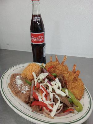 Beef and chicken fajitas