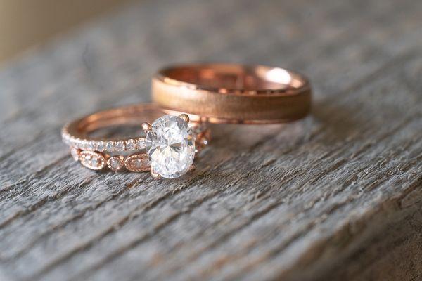 His and Her Rose Gold Wedding Set