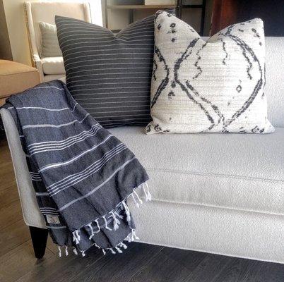 In stock custom made pillows: Global modern pillows in black and white print