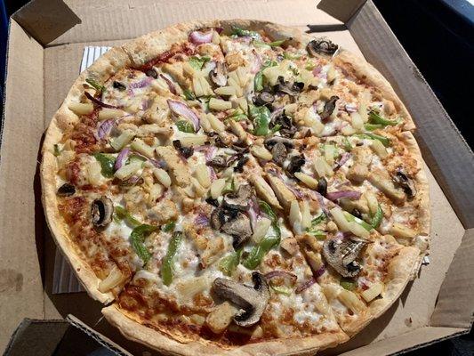 Thin crust with 5 toppings