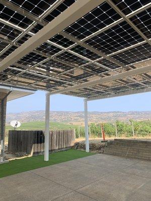 Custom carport with LG semi-translucent solar panels