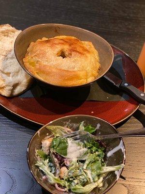 Chicken pot pie and a side salad