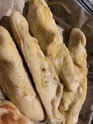 Raw,doughy breadsticks