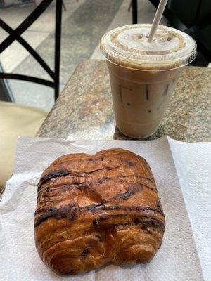 Chocolate croissant and cold brew