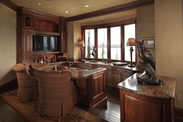 Granite counters aren't just for the kitchen, what about an elegant office, complete with granite desk top?