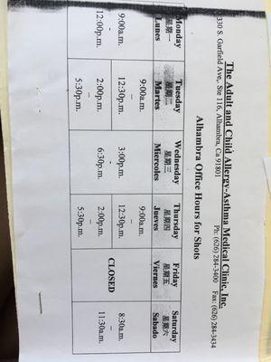 Allergy shot schedule