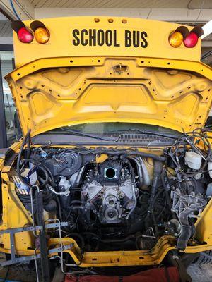 Replacing the Engine for the County school bus.