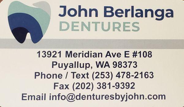 Our New Business card is here, come see us for all your Denture needs.