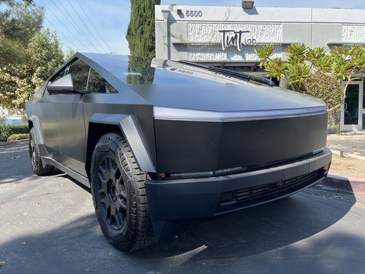 Cybertruck freshly ceramic tinted with 1 piece front windshield