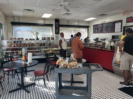 Counter ordering area. The bagel are a bit hidden on the left side.