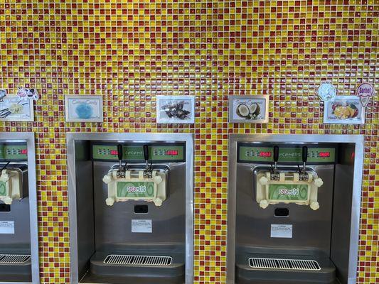 7 or 8 machines of frozen yogurt