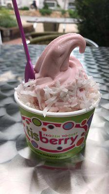 raspberry froyo with coconut