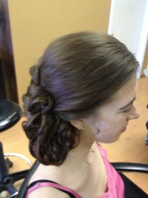 Side view of wedding up do