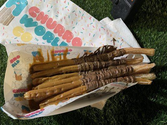 Yummy churros 8 piece with Dulce de Leche and Nutella