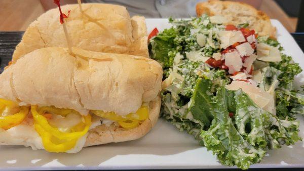 Meetball Sub with Kale Caesar salad