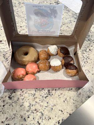 Maple glazed donut & assorted nuggets. Delicious!