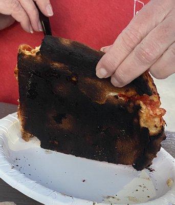 Deep dish slice waaaayyyy overcooked.