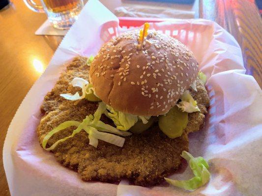 Pork tenderloin sandwich all the way