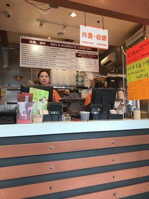 Take out counter with BBQ prices