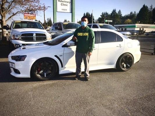 Got this customer into his Dream EVO X today!
(2015 EVO X GSR, Precision turbo, Tial wastegates, Volk wheels...)