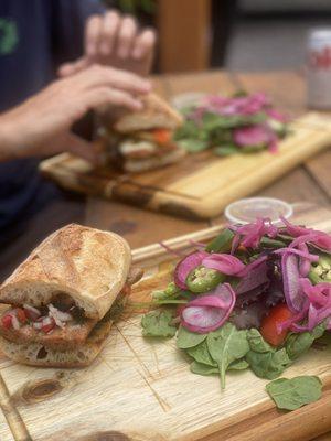 Up front is the Argento Sausage Sandwich (they use Blue Door Bakery  bread) and in the back is The Gaucho Sandwich.