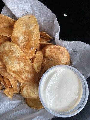 Chips with blue cheese dressing