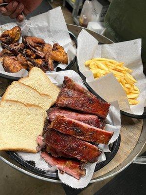 Ribs-French Fries-Smoked Wings