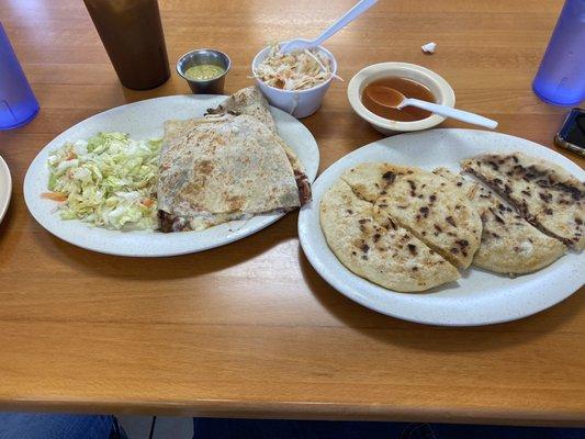 Pupusas and quesadillas