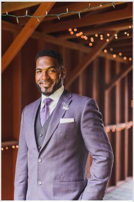 Marcus Martin on his wedding day in his custom Clothing Coach 3-piece. Reva, VA