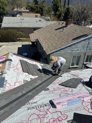 Roofing Project Underlayment And Valley Install. Pasadena