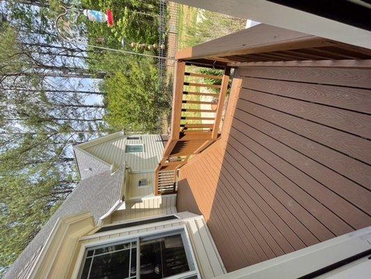 Deck Trex and railings restored and stained.