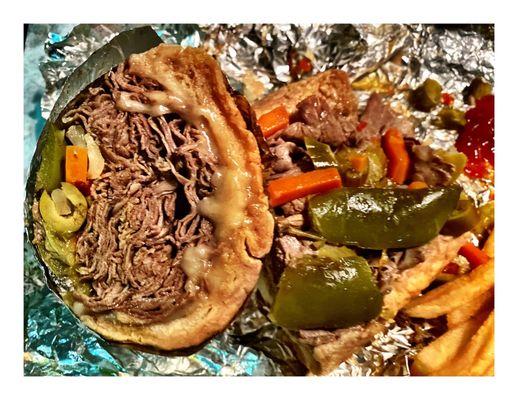 Dipped Italian Beef w/Sweet & Hot Peppers and Cheese. Meaty Juicy Pretty Good! Cool! Big Al's Nice Quick Service!Clean Place!Good Food!