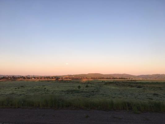 From the picnic tables outside :-)