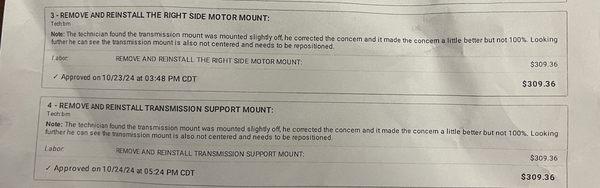 Issues found from dealership