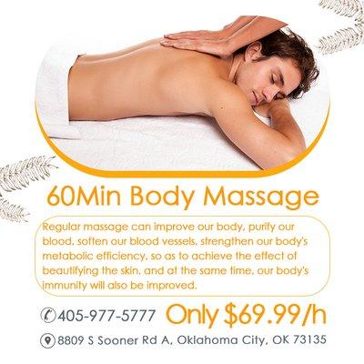 ONLY $69.99 - 60Min Body Massage(Free Hot Stones)