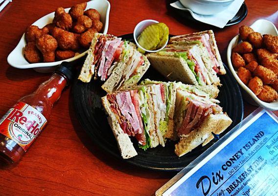 Mega Club Sandwich, Mac Bites and Deep Fried Mushrooms  WOWED