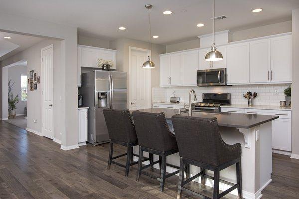 Beautifully designed kitchen. Large pantry, shaker cabinets, quartz counters, subway tile & top of the line GE appliances.