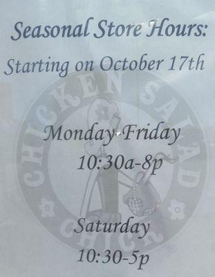 2022 Oct. New Hours!