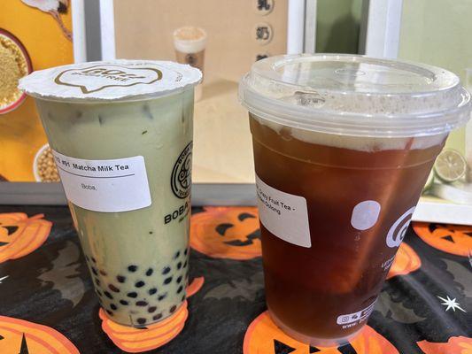 Matcha Milk Tea and Crazy Fruit Black Tea