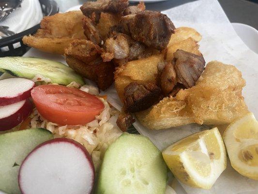 Chicharones and yuca